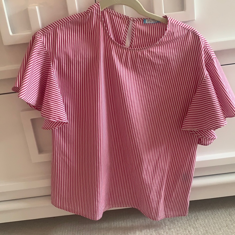 Pink and white striped J. Mclaughlin blouse